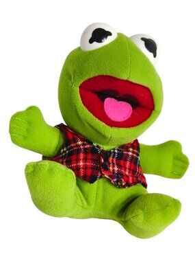 1987 Baby Kermit Plush Jim Henson Muppet Babies Sesame Street Collectible 7"